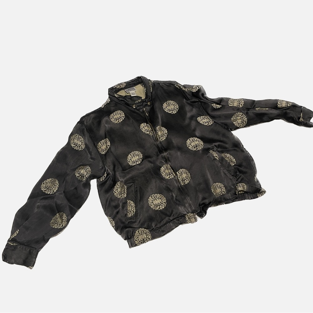 Black jacket with gold oriental pattern